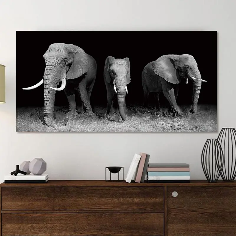 Conisi Черная пантера Слоны Картина на холсте современный черный простой плакат с
