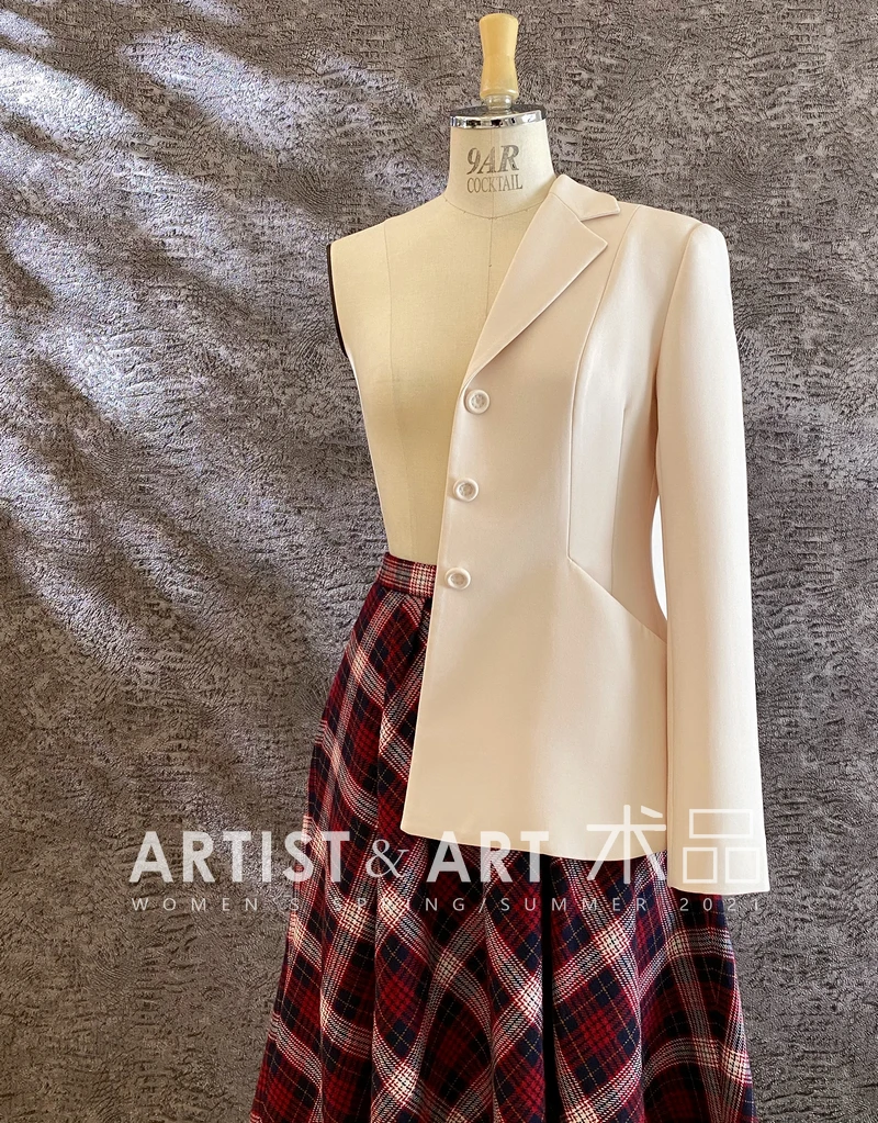 

Ladies Elegant Office Blazer Femme Spring Autumn Vintage Single-breasted Beige Slim Jackets for Women 2021