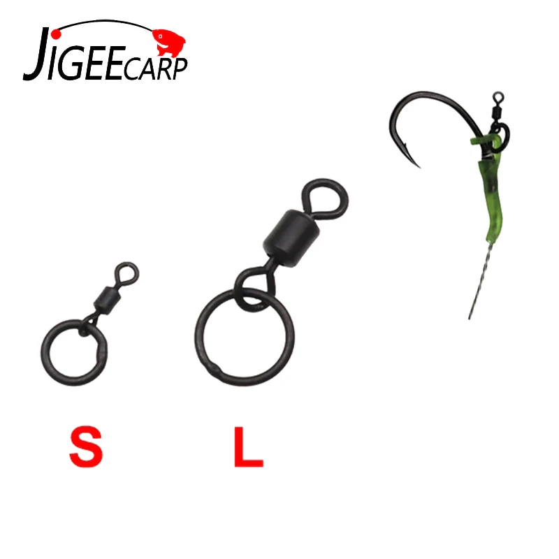 

20PCS Carp Fishing Rolling Swivel With Ring Quick Change Flexi Connector Micro Hook Ring Link For Chod Rig Fishing Accessories