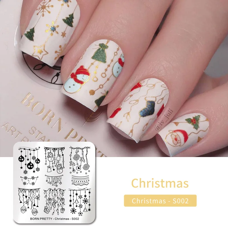 Christmas Day11 BORN PRETTY дизайн ногтей штамп штамповка шаблон цветок геометрии любовь DIY маникюр изображение пластины из нержавеющей стали дизайн ногтей трафарет - Цвет: Christmas Day11