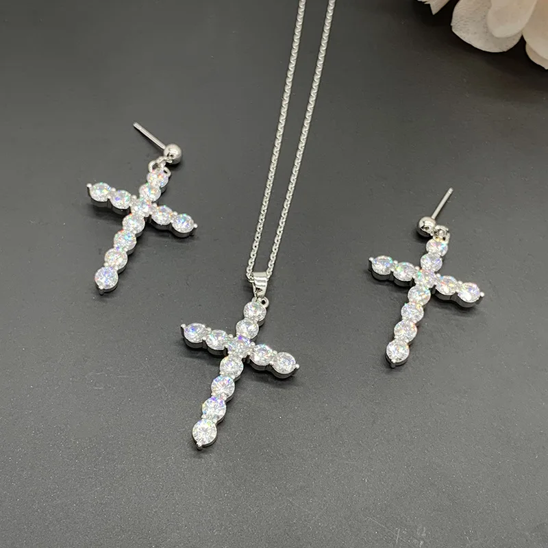 

Cross tassel earrings necklace set INS net red personality fashion trendy female jewelry