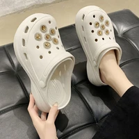 rhinestone platform slippers summer women clogs quick wedges shoes beach sandals home slippers thick sole increased flip flops