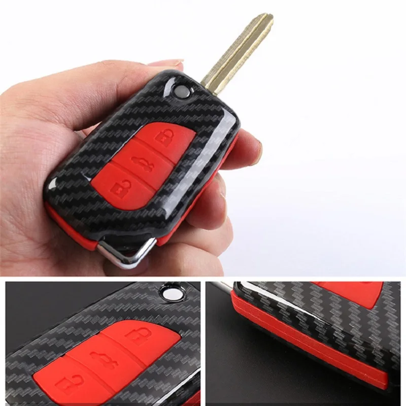 ABS углеродное волокно силикагель Автомобильный ключ защитный чехол для Toyota Auris