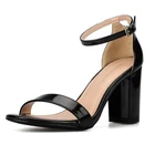 Женские босоножки из лакированной кожи, сандалии на высоком устойчивом каблуке 8 см, вечерняя обувь, классические офисные туфли, большие размеры, H0038, лето 2020