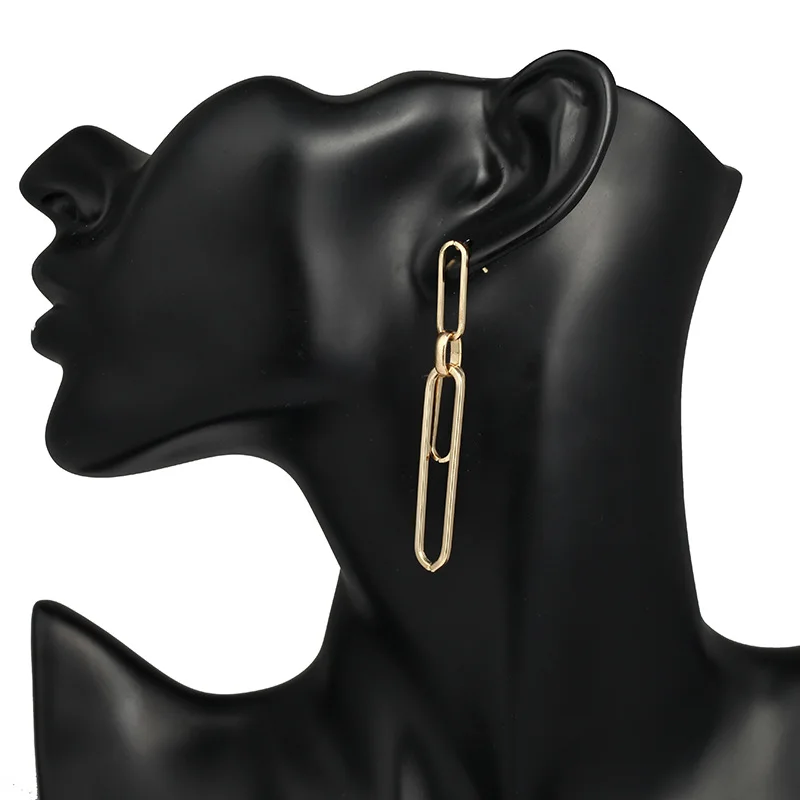 Модные Простые преувеличенные серьги для женщин металлические геометрические