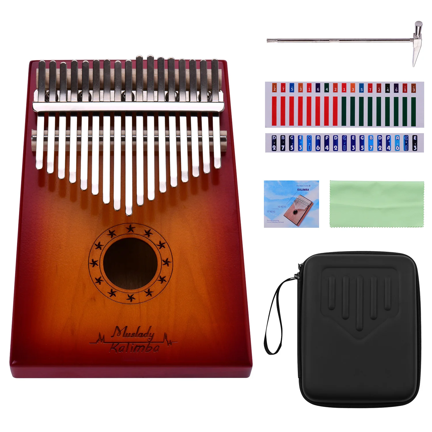

Muslady 17 Keys Thumb Piano Kalimba Mbira Finger Piano Solid Wood Metal Material Musical Instrument Portable for Kids Adults