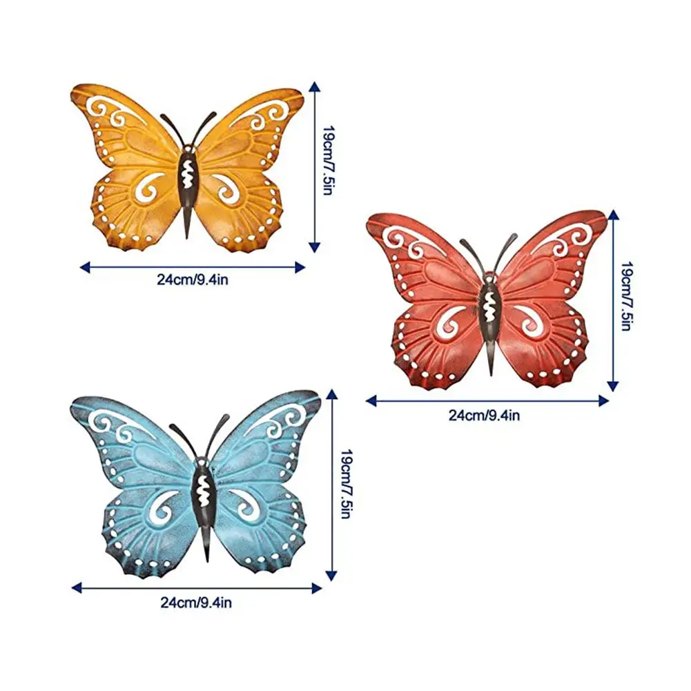 

3PCS/Set Metal Butterfly Wall Art Inspirational Wall Decor Sculpture Hanging Wrought Iron Crafts For Home Indoor Outdoor Decor