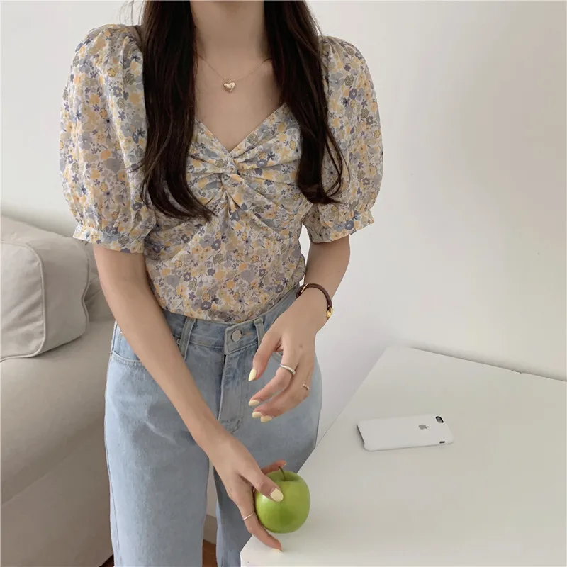 

COIGARSAM Floral Print blouse women blusas womens tops and blouses 9065