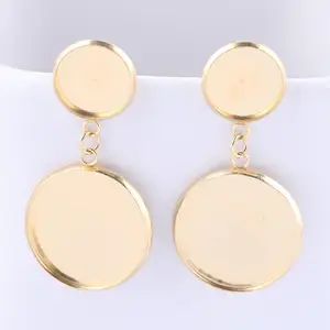 10 шт 12 мм 20 мм основа для кабошона для серег установка заготовок Нержавеющаясталь позолоченные серьги шпильки фурнитуры для изготовления ювелирных изделий