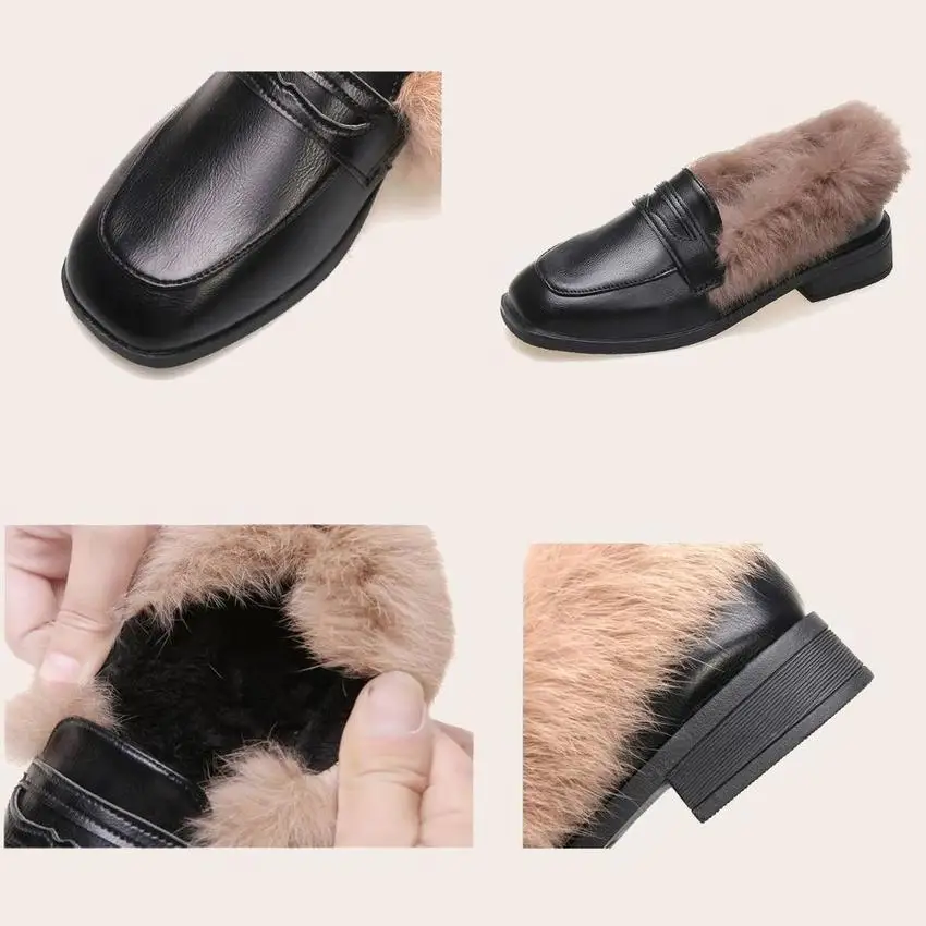 

Brand Autumn Winter Girls Casual Shoes Warm Cotton Plush Fluffy Fur Kids Boots Boys Snow Boots Flats Children Leather Shoes