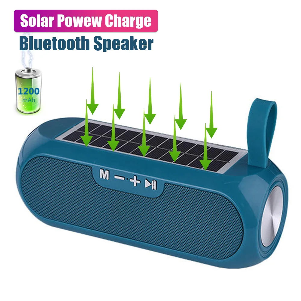 

Solar Bluetooth Speaker Portable Column Waterproof TWS Wireless Stereo Speaker Support Bluetooth TF Card AUX USB Playback