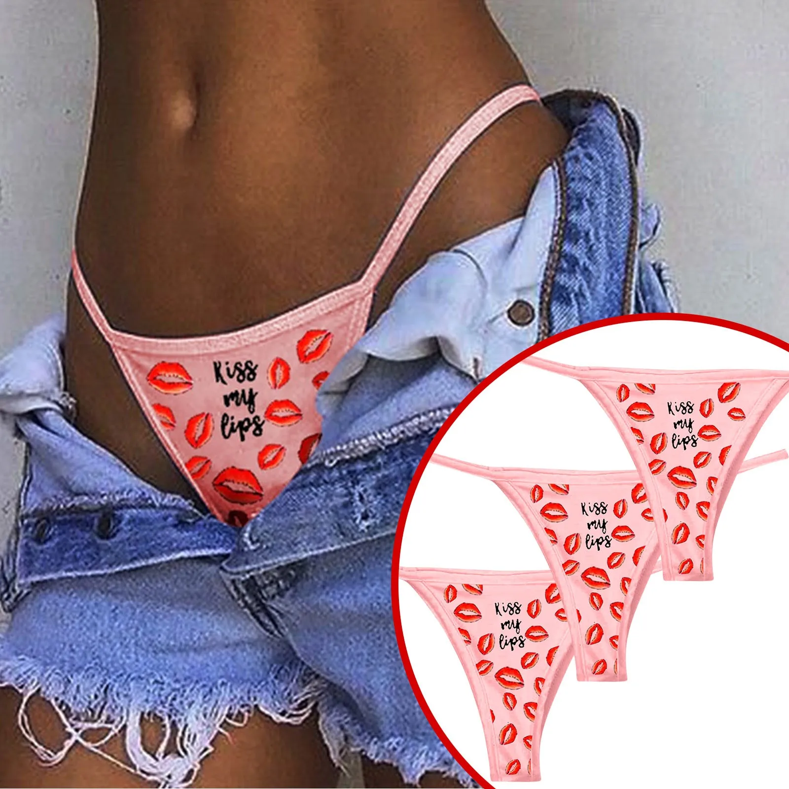 

2021 5pcs Sexy Panties Thong Women Briefs Funny Printing Sexy Underwear Lingerie Thong Panties Underpants Ladies Out Underwear