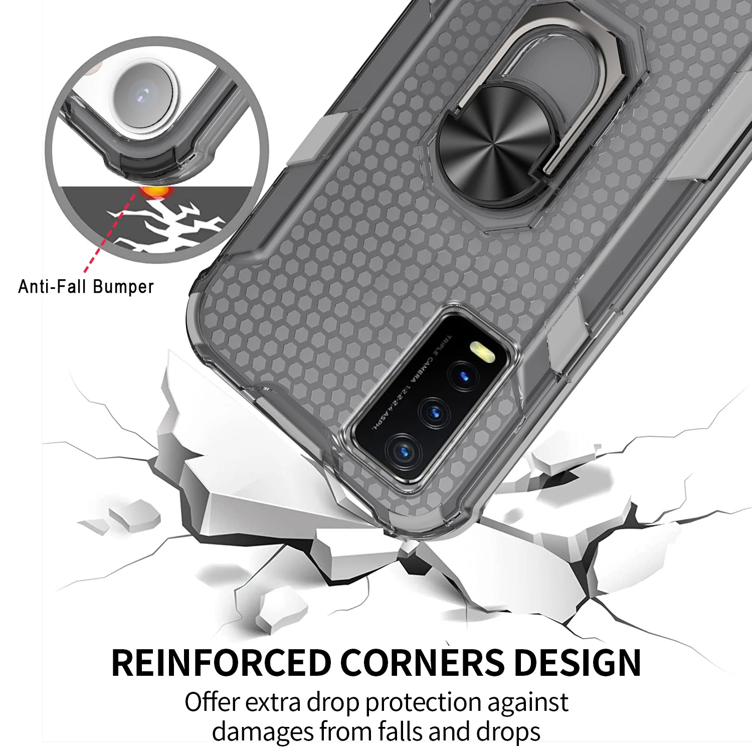 Чехол с кольцом-держателем магнитный Прозрачный Бампер для Vivo Y20 Y20i Y19 Y31 Y53S 4G Z1x IQOO