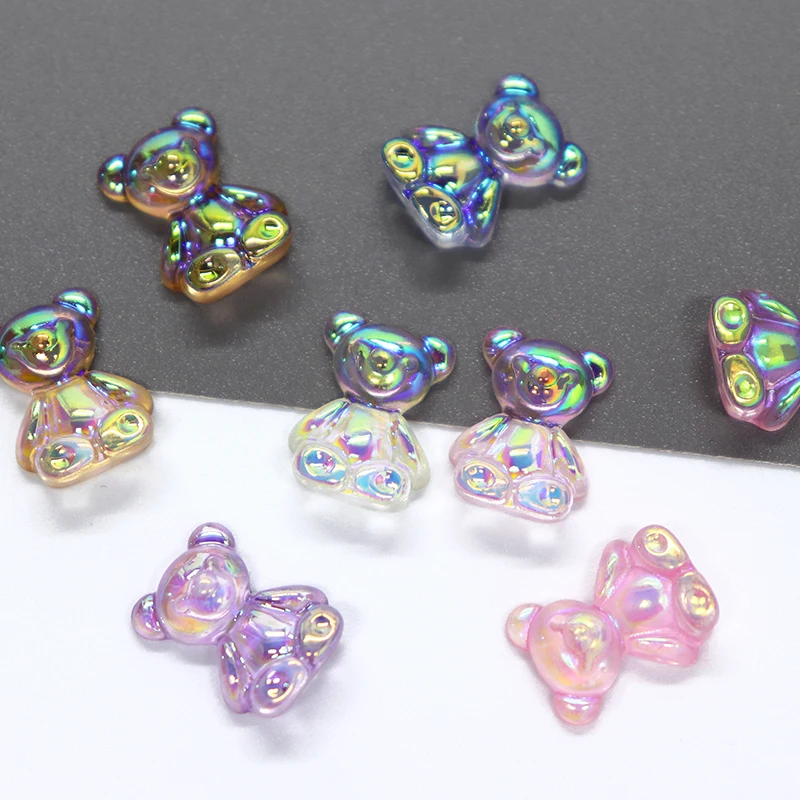 

12 Pcs 3D Kawaii Bear Jelly Gummy AB Nail Art Decorations Lot Resin Luxury Charms Rhinestone DIY Nail Supplies For Professional