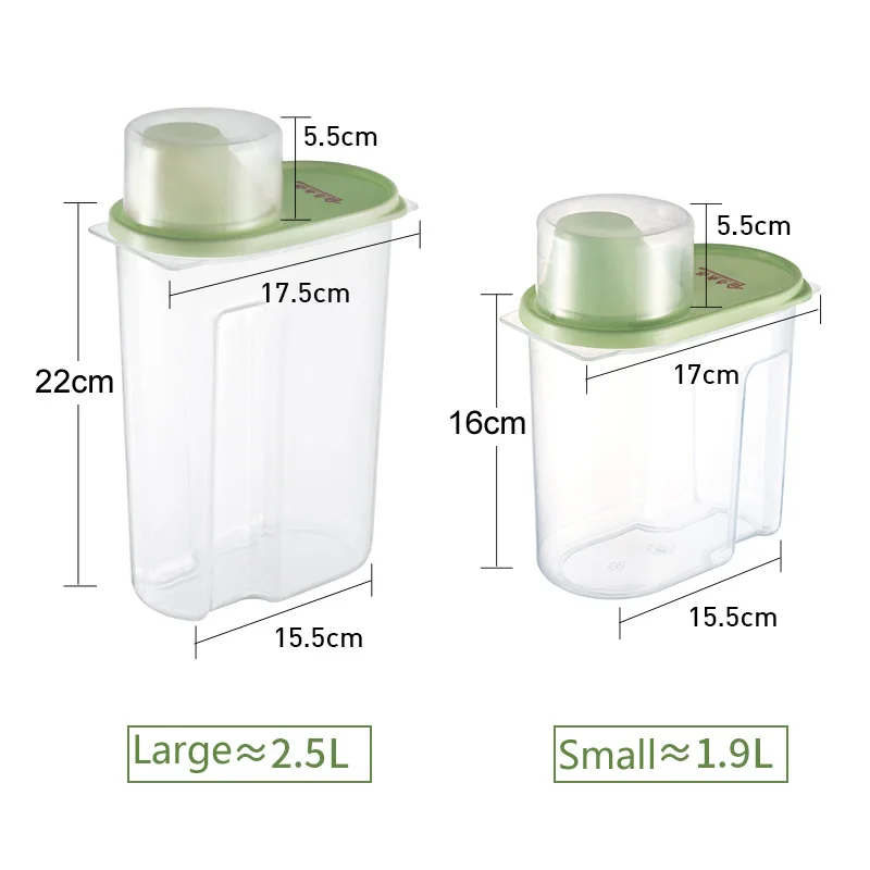 

PP Food Storage Box Plastic Clear Container Set with Pour Lids Kitchen Storage Bottles Jars Dried Grains Tank 1.9L-2.5L H1211