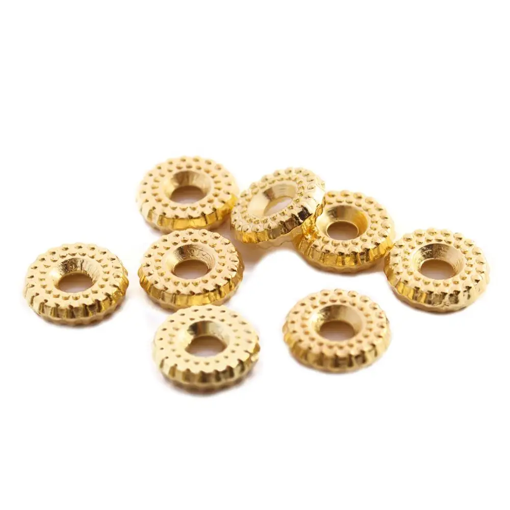 gold 5.7mm 200 шт/партия 6*6 мм Внутреннее отверстие 1 мм CCB Золото Серебро Цвет разделитель для бусин в виде звездочки рондели для бусин бусины DIY ювелирных изделий - Color: gold 5.7mm
