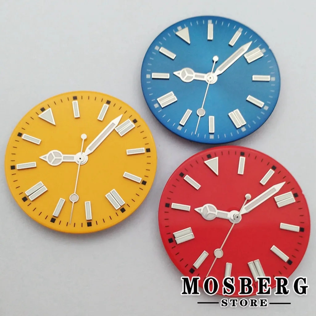 28 5 мм стерильные светящиеся черные и синие часы с циферблатом стрелки для NH35 NH36