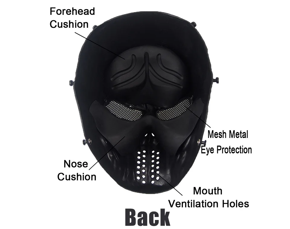 Полнолицевая маска с черепом Chief M08 Пейнтбольная мягкая пластиковая тактическая