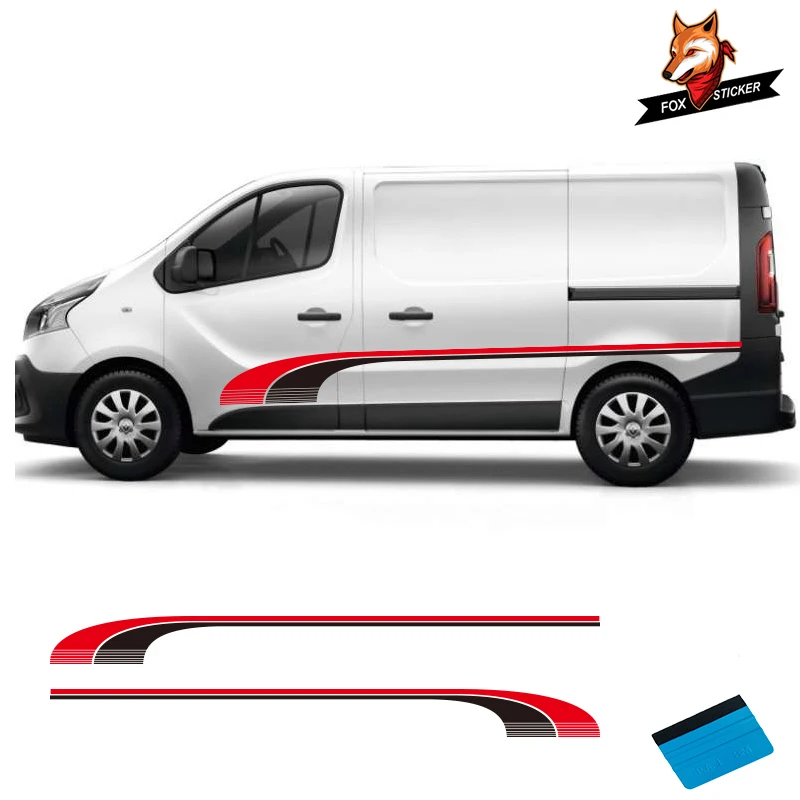 

2 Sides Universal Vinyl Decals Auto Styling Camper Van Stripes Graphics Stickers for Mercedes Vito Ford Transit Renault Kang