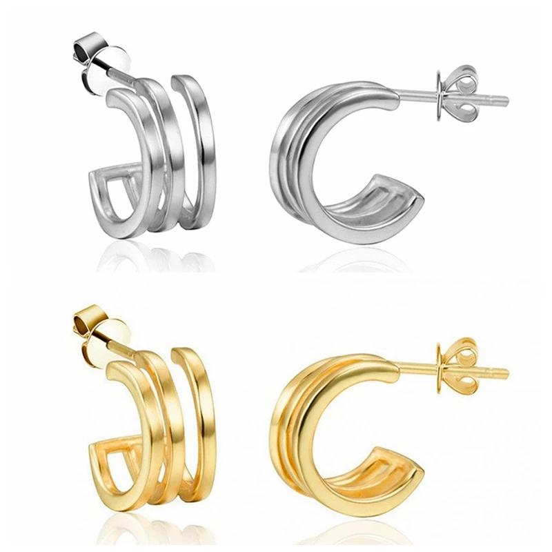 

925 Sterling Silver Ear Needle Simple Geometric Stud Earrings Ladies Zircon Ear Clips Fashion Jewelry Birthday Party Gifts