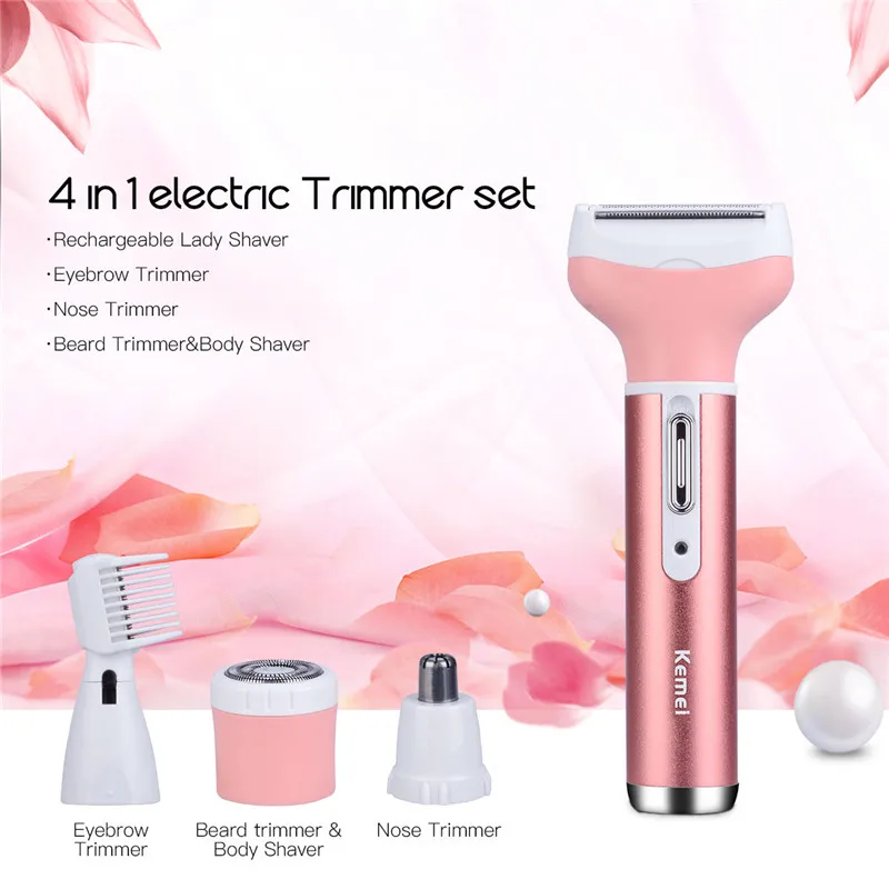 

Kemei 4 in 1 Epilator Female Eyebrow Trimmer Epilator Shaver For Hair Removal Epilator Face depilador Female Bikini Depilatory