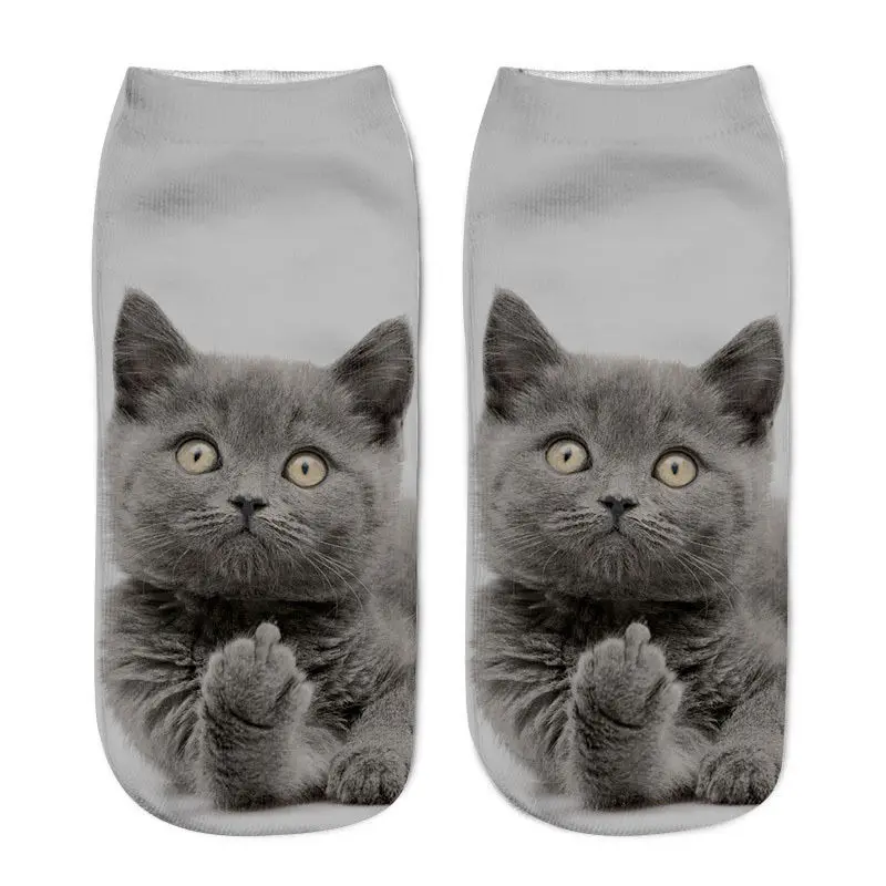 

Носки с мультяшным котом, хлопковые носочные носки с 3D принтом кота, низкие спортивные носки, милые дизайнерские женские повседневные носки...