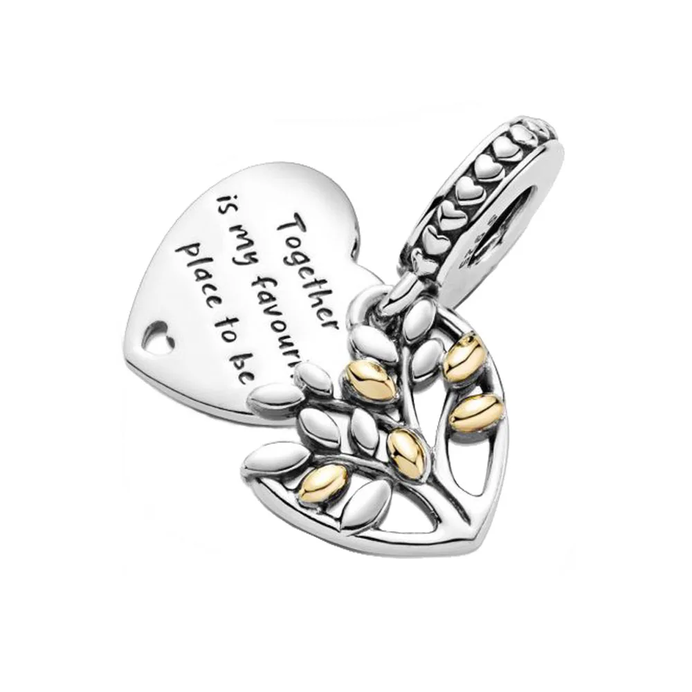 

FURUYA Winter 925 Sterling Silver Beads Family Tree Dangle Charm fit Original Pandora Bracelet Christmas Jewelry