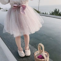 dfxd 2020 new summer tulle girls tutu skirt mesh bow princess stars sequins party dance pettiskirt korean children clothes 2 8t