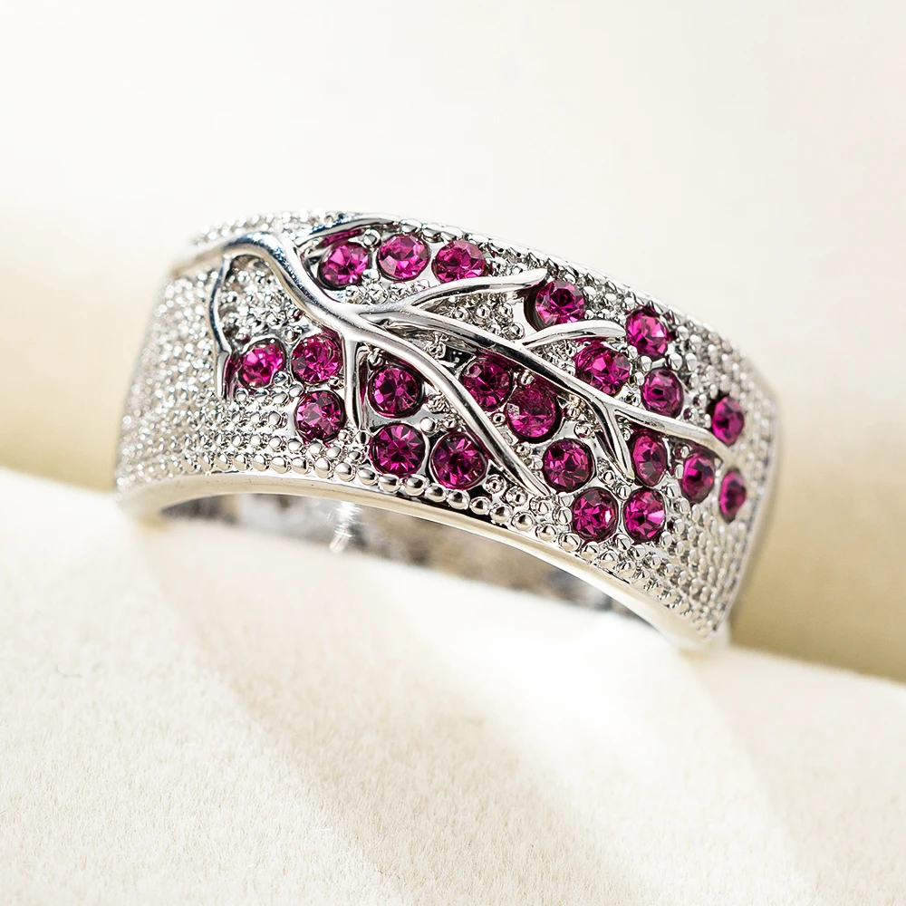 Модные свадебные кольца с кристаллами в виде ветки дерева для женщин роскошные