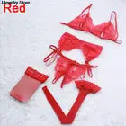 Кружевной Цветочный Топ, сексуальный полый бюстгальтер + подвязка с цветами пояс для подтяжек + нижнее белье + высокие колготки в сеточку (1 комплект = 4 шт.)