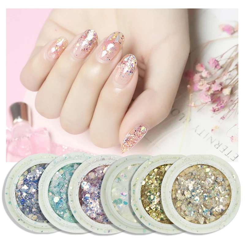 1 коробка для ногтей Русалка блестящие хлопья 3D шестиугольные цветные блестки