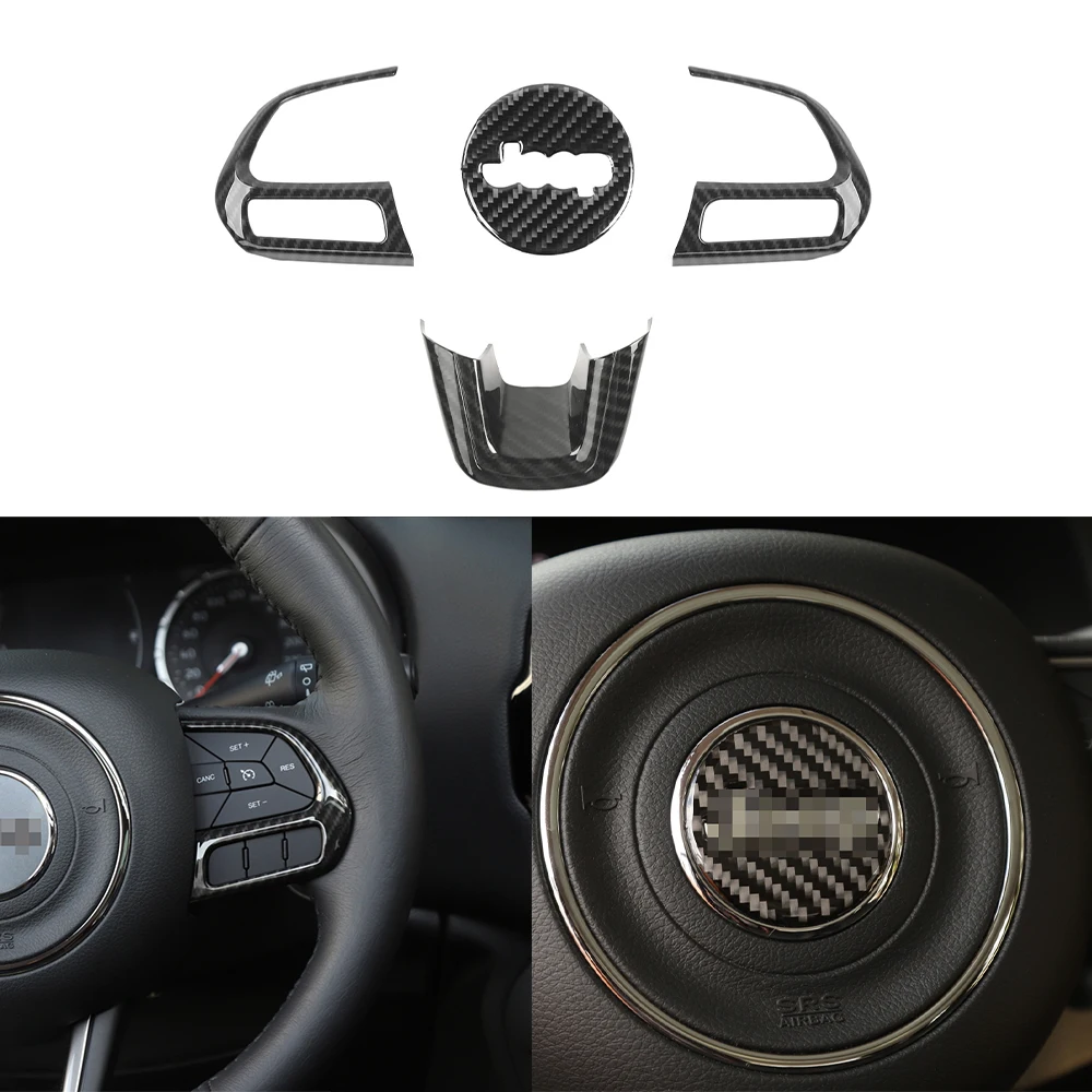 

for Jeep Compass 2017 2018 2019 2020 Steering Wheel Center Decorative Decal Sticker Cover Trim Car Accessories ABS Carbon Fiber