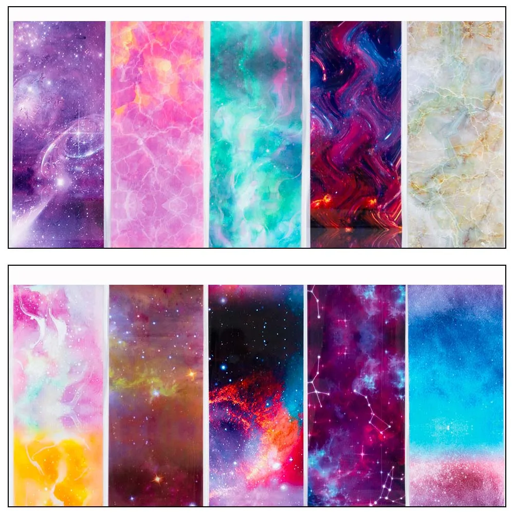 Classic Starry Sky 10 шт Фольга для ногтей наклейки-лак смешанный цветок розы переводная Фольга для ногтей Слайдеры для украшения ногтей дизайн маникюра - Цвет: Classic Starry Sky