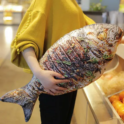 75cm Yellow fish 3D моделирование формы еды плюшевая подушка креативная курица колбаса Плюшевые игрушки Мягкая диванная подушка домашний декор забавные подарки для детей - Цвет: 75cm Yellow fish