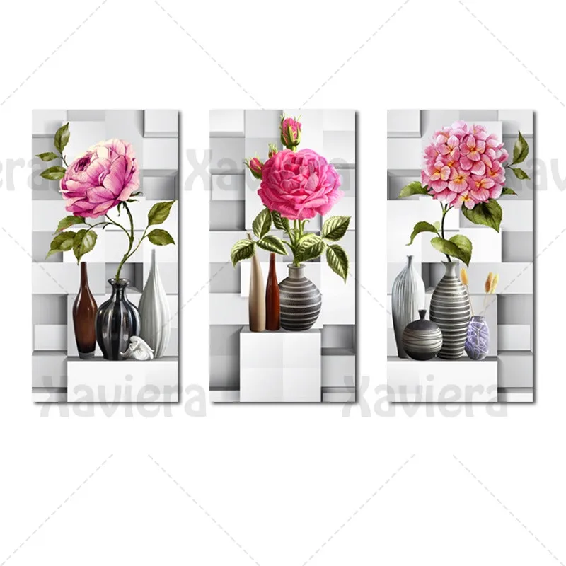 

Long Painting Frameless Flower Peony Hydrangea Pastoral Modern Canvas Painting Art Wall Print for Living Room Home Decoration