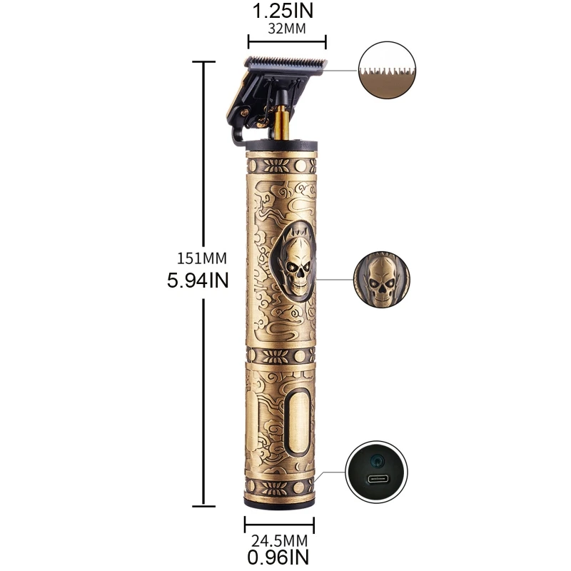 

Professional Electric Hair Clippers Men T-Blade Carving Metal Trimmer Barber Grooming Kit Rechargeable Haircut Machine