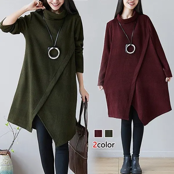 

Spring Elegant O Neck Oversized Mini Knitted Women Sweater Dress Autumn Winter Long Sleeve Street Casual Irregular Loose Dresses