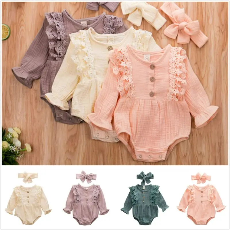 Кружевное боди с цветочным принтом + повязка на голову бантом Одежда для