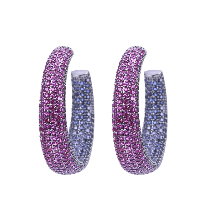 

Bilincolor Fashion Circle Zircon Red Vintage Earrings for Women