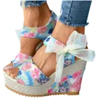 Женские туфли на каблуках; Туфли на танкеткеплатформе толстые нижние сандалии модное платье с цветочным узором; Туфли на шнуровке; Обувь на низком каблуке; Женские сандалии; sandalias de las mujeres