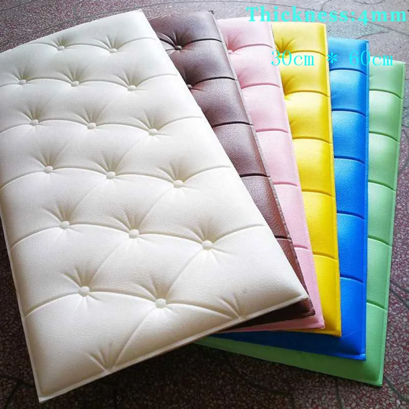 

Thicken Self-Adhesive Headboard Soft Bag Anti-Collision Wall Stickers Tatami Soft Stickers Imitation Soft Bag Bed 60x30cm 4mm