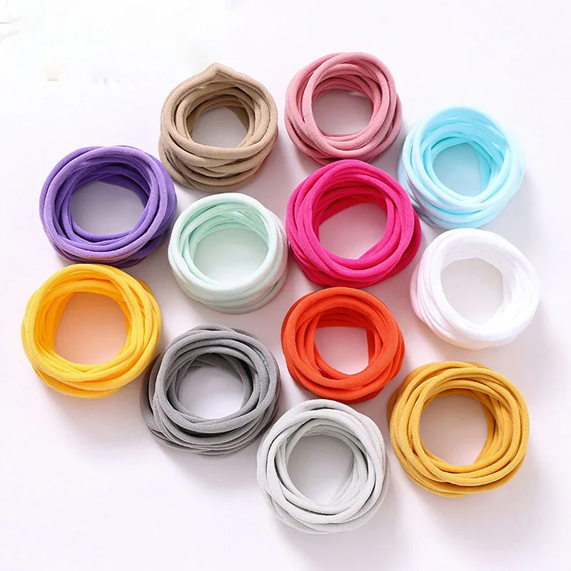 

10pcs/lot Soft Nylon Headbands Elastic Skinny Headband For Kids Solid Hairband Customized Hair Accessories