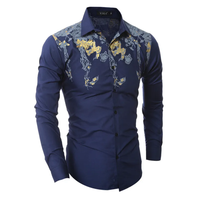 

2020 Print Shirt Causal Mens Shirt Cotton Fashion Long Sleeves Spring Shirts