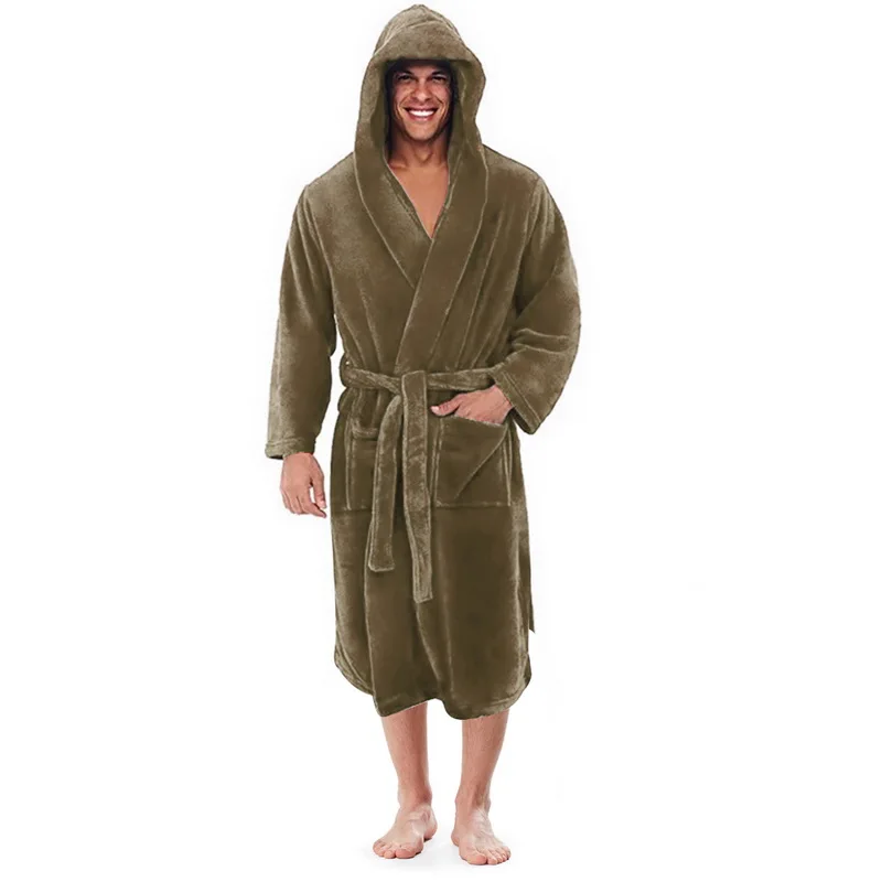 

Men winter pajamas bathrobe Home Clothes sleepwear warm Plush Home Clothes Long Sleeve badjas mens robes