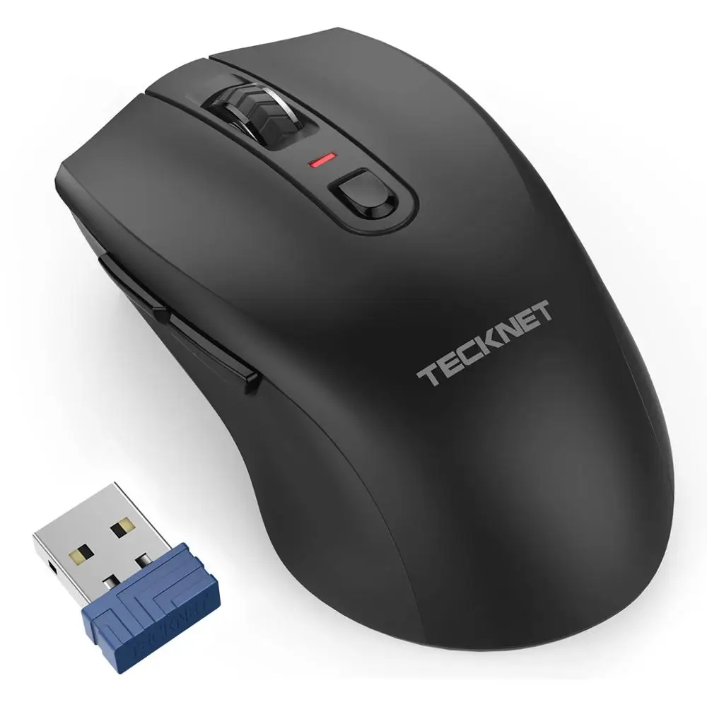 Black Tecknet альфа эргономичный 2.4 г беспроводная оптическая мобильная мышь с usb nano-приемник для портативных пк компьютер 6 кнопки - Цвет: Black