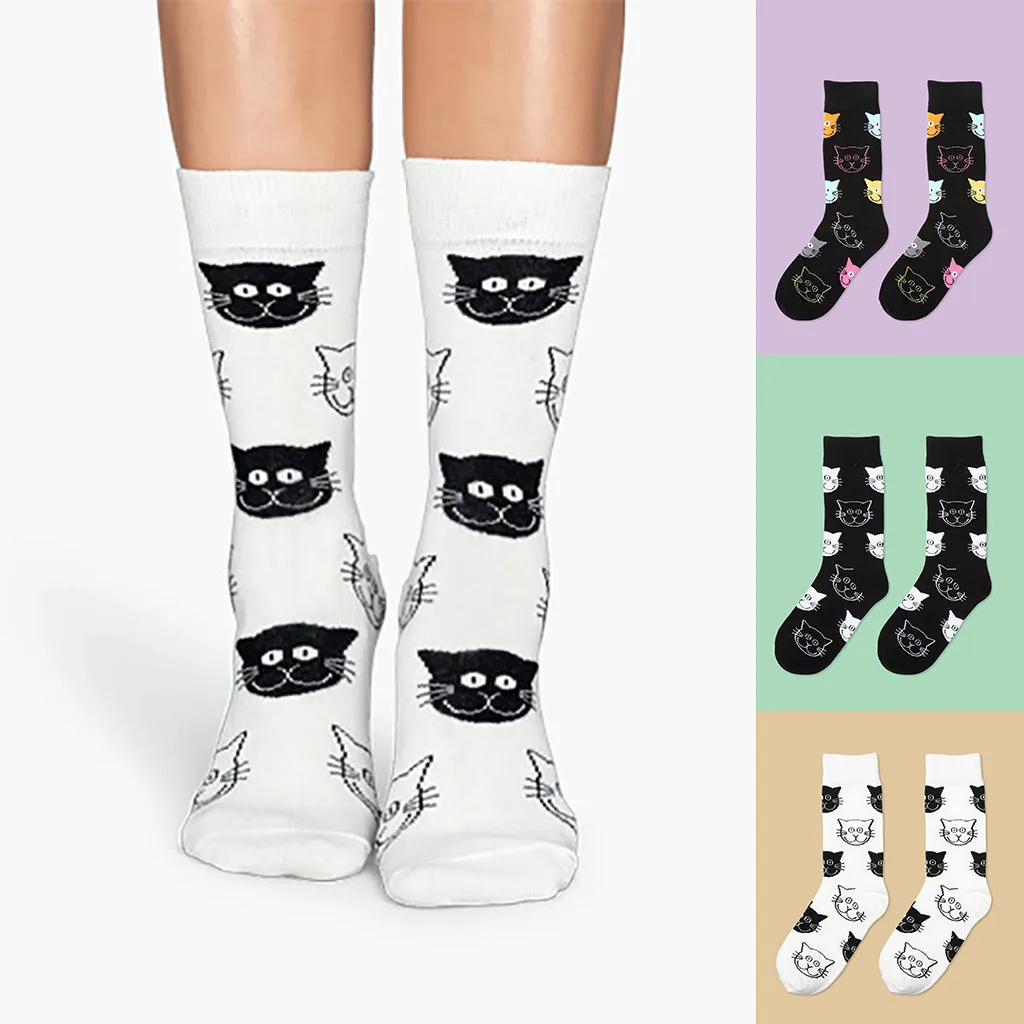 2019 женские носки новинка забавные с котом для платья или повседневной