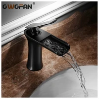 basin faucets waterfall bathroom faucet single handle basin mixer tap black bronze faucet brass hot and cold sink water crane