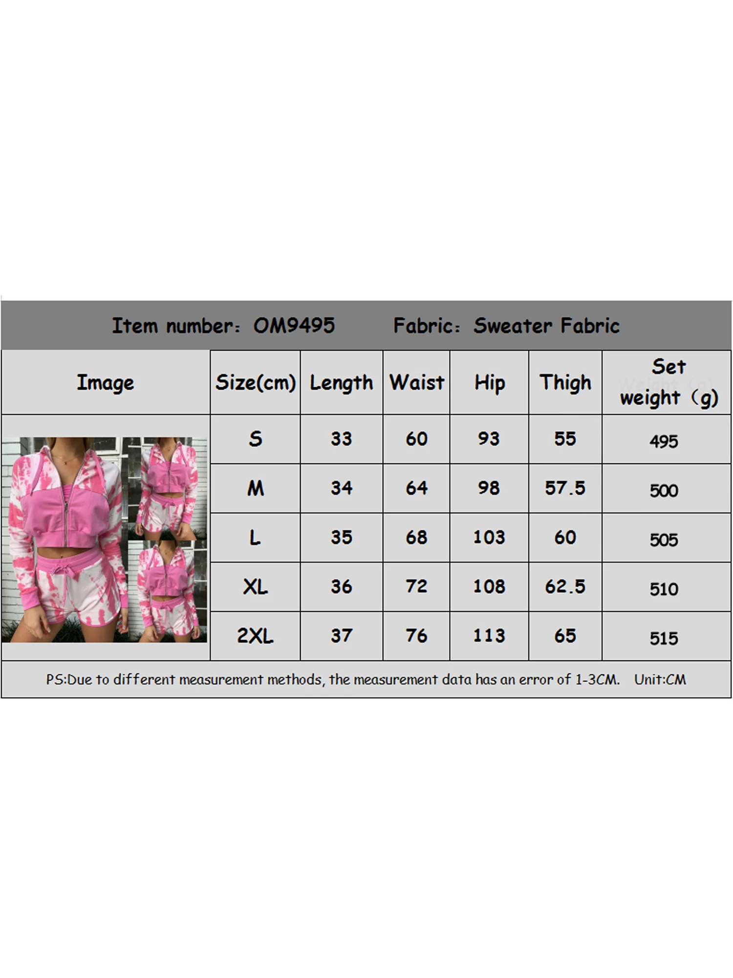 

Stylish Womens 2 Piece Outfits Sportwear Long Sleeve Tie Dye Print Cropped Zipper Sweatshirt + Elastic Waist Shorts Set Clothes
