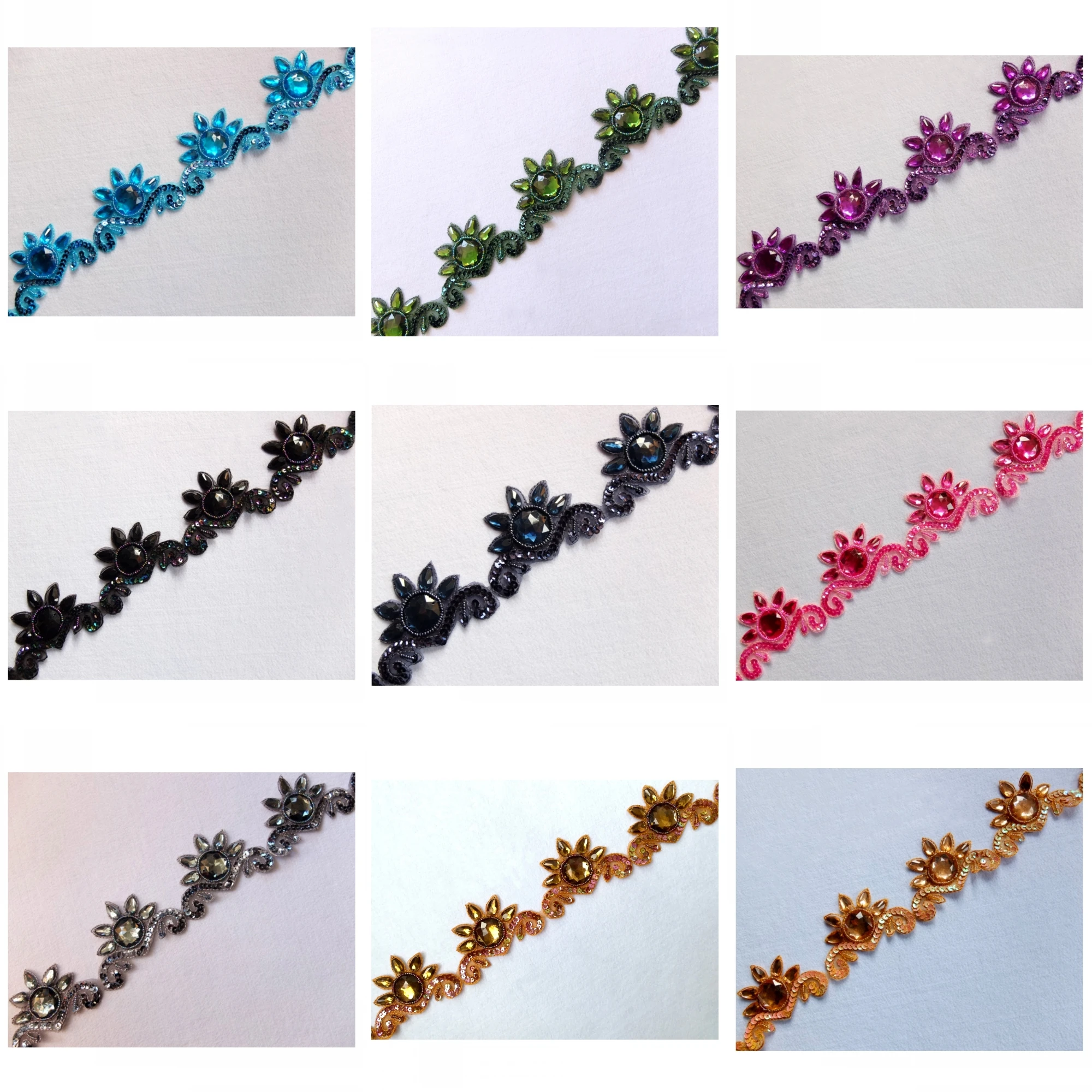 1yd x ручная работа 9 видов цветов (темно синий черный фиолетовый коричневый +)