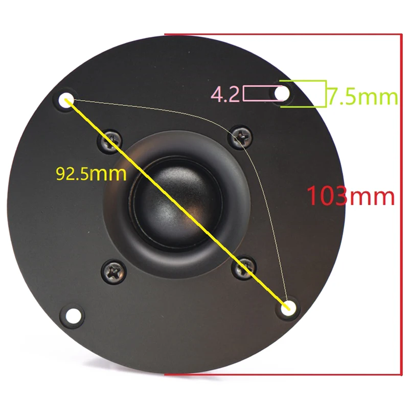 Hi-Fi 4 дюйма твитер Динамик блок черный Шелковый мембрана 8 Ом 30 Вт Пластик 103 мм